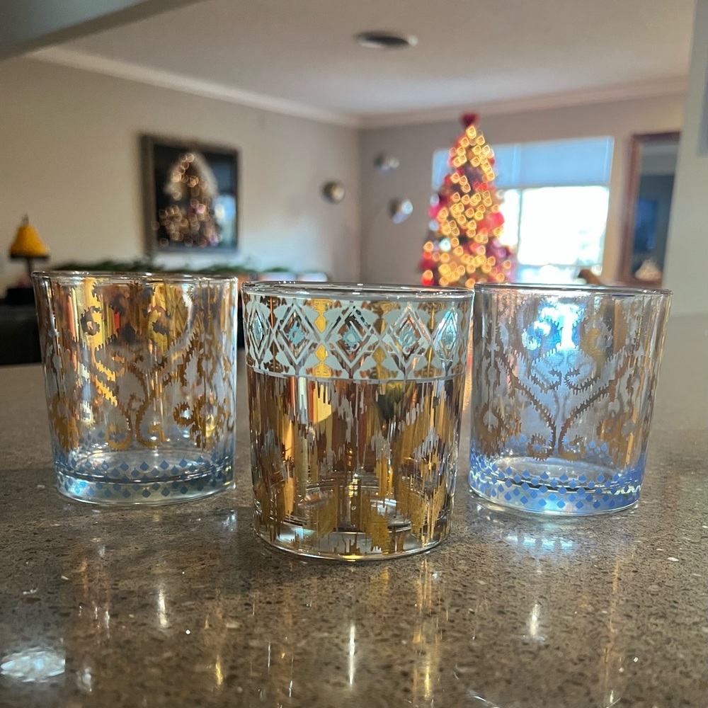 Anthropologie Patina Vie 3 piece glassware set